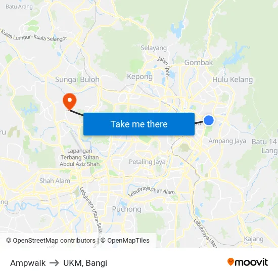 Ampwalk to UKM, Bangi map