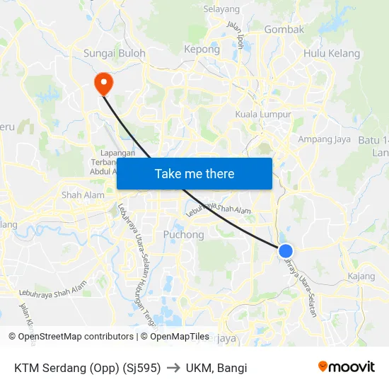 KTM Serdang (Opp) (Sj595) to UKM, Bangi map