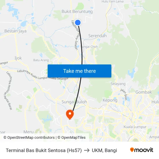 Terminal Bas Bukit Sentosa (Hs57) to UKM, Bangi map