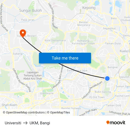 Universiti to UKM, Bangi map