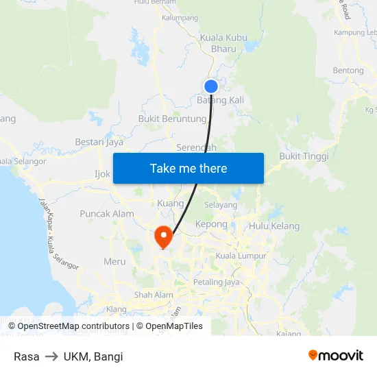 Rasa to UKM, Bangi map