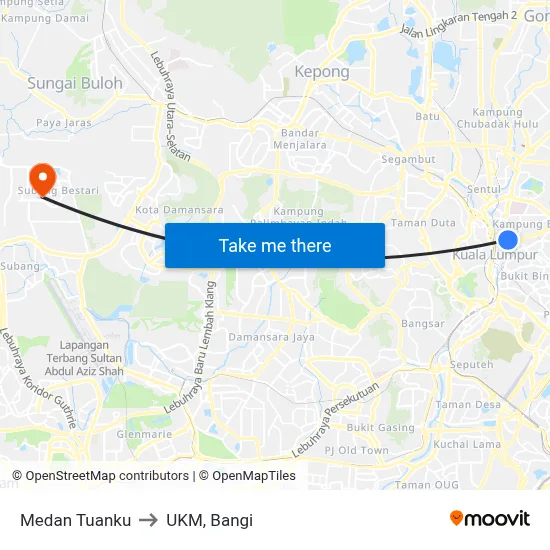 Medan Tuanku to UKM, Bangi map