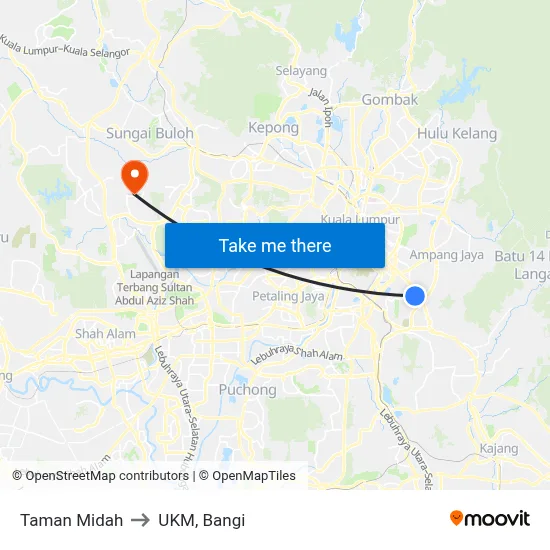 Taman Midah to UKM, Bangi map