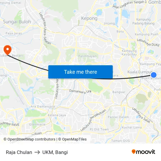 Raja Chulan to UKM, Bangi map