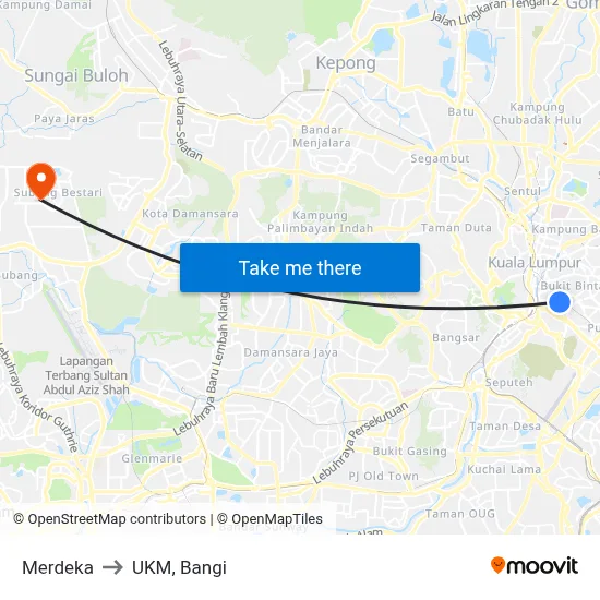 Merdeka to UKM, Bangi map