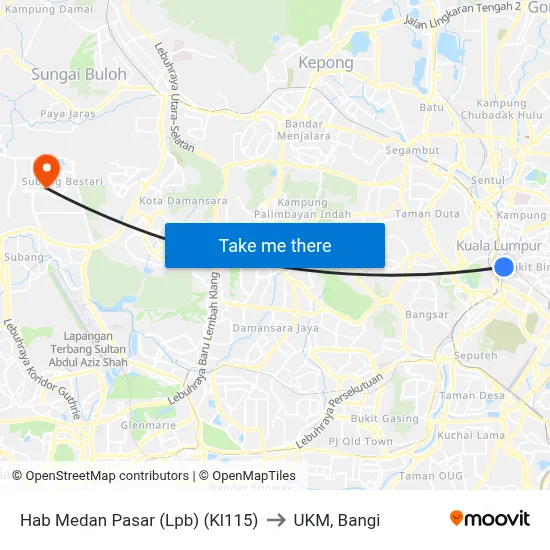 Hab Medan Pasar (Lpb) (Kl115) to UKM, Bangi map