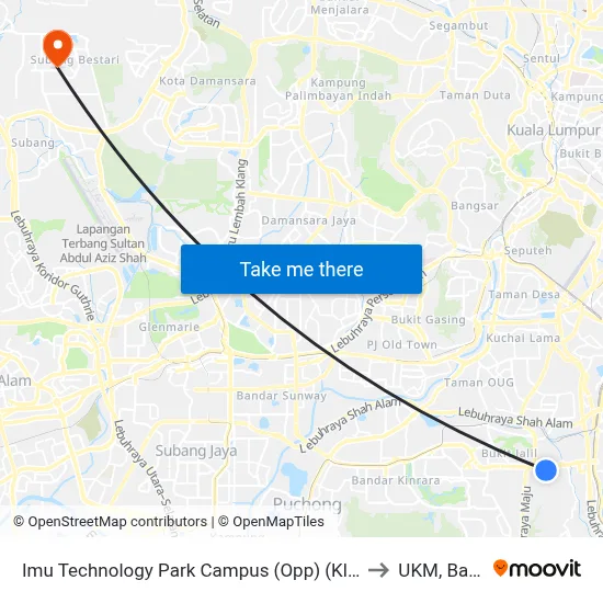 Imu Technology Park Campus (Opp) (Kl2007) to UKM, Bangi map