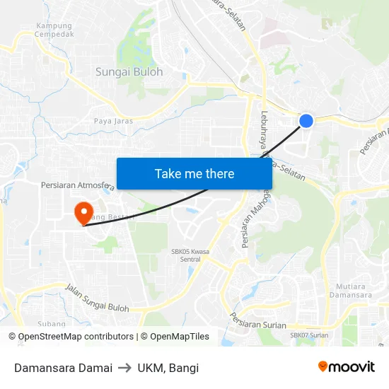 Damansara Damai to UKM, Bangi map