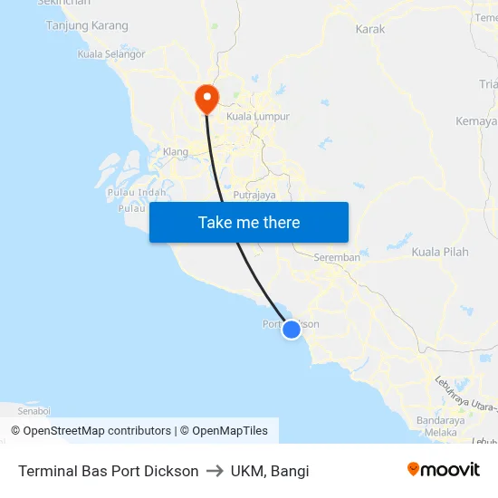Terminal Bas Port Dickson to UKM, Bangi map