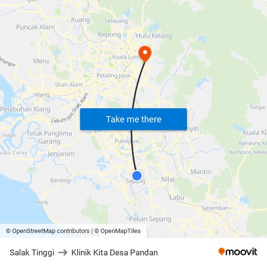 Salak Tinggi to Klinik Kita Desa Pandan map