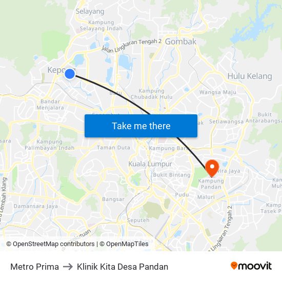 Metro Prima to Klinik Kita Desa Pandan map