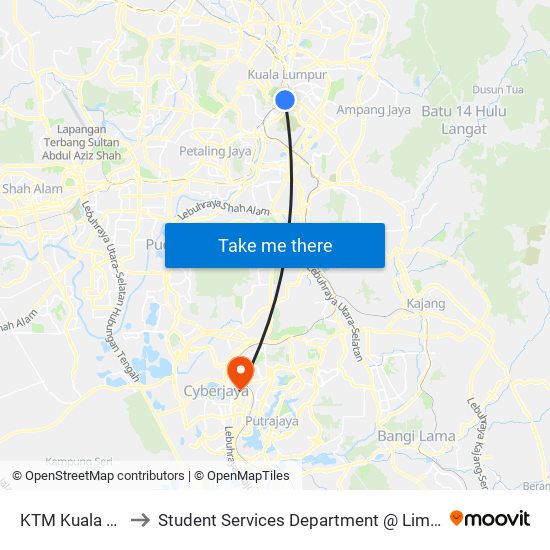 KTM Kuala Lumpur (Kl1093) to Student Services Department @ Limkokwing University of Creative Technology map