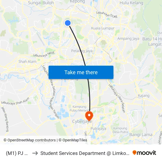 (M1) PJ Trade Centre to Student Services Department @ Limkokwing University of Creative Technology map