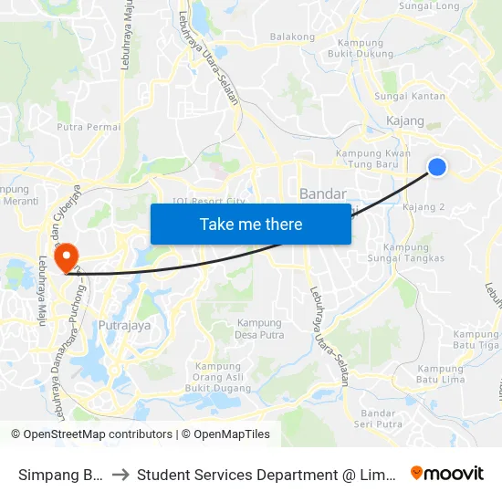Simpang Bukit Mewah 49 to Student Services Department @ Limkokwing University of Creative Technology map