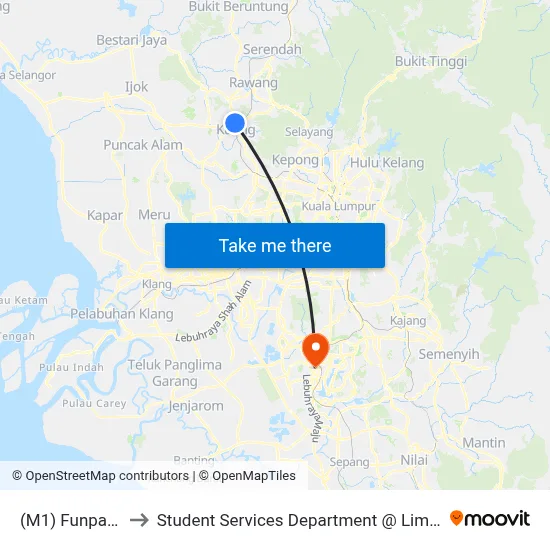 (M1) Funpark Gamuda Luge to Student Services Department @ Limkokwing University of Creative Technology map
