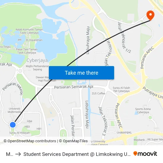 Mmu to Student Services Department @ Limkokwing University of Creative Technology map