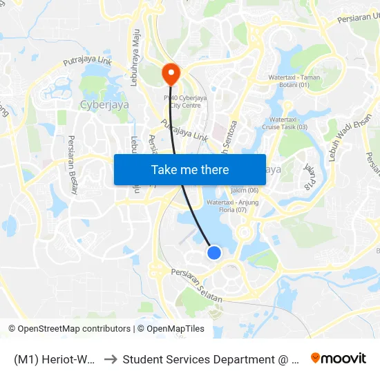 (M1) Heriot-Watt University (Ppj385) to Student Services Department @ Limkokwing University of Creative Technology map