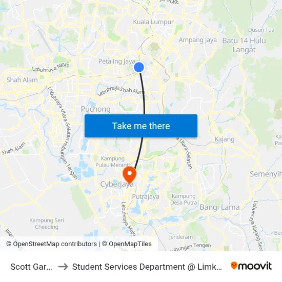 Scott Garden/Ambank to Student Services Department @ Limkokwing University of Creative Technology map
