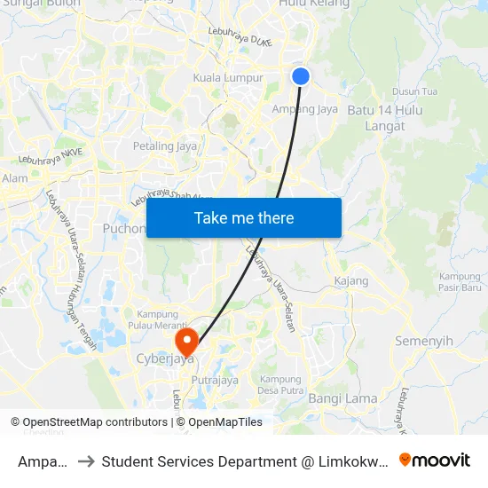 Ampang Point to Student Services Department @ Limkokwing University of Creative Technology map