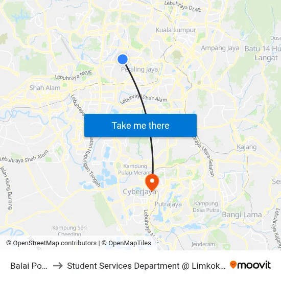 Balai Polis Seapark to Student Services Department @ Limkokwing University of Creative Technology map