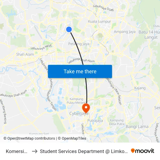 Komersial SS 21/56b to Student Services Department @ Limkokwing University of Creative Technology map