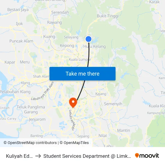 Kuliyah Education Uiam to Student Services Department @ Limkokwing University of Creative Technology map