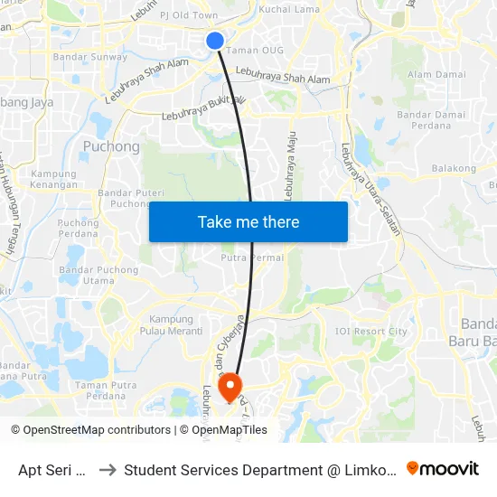 Apt Seri Sentosa Ac4 to Student Services Department @ Limkokwing University of Creative Technology map