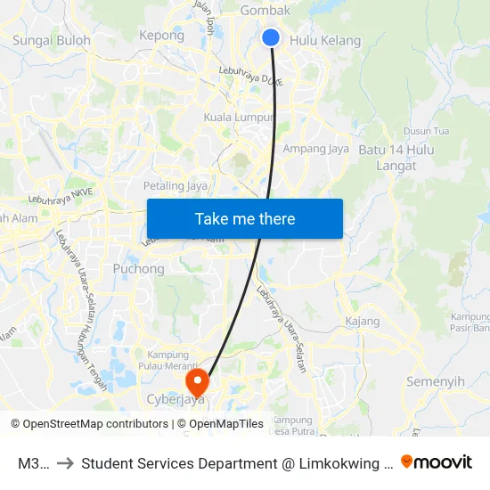 M3 Mall to Student Services Department @ Limkokwing University of Creative Technology map