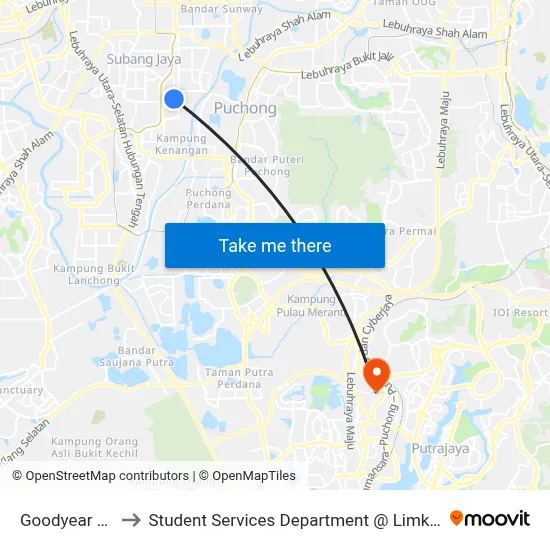Goodyear Court 9c (Opp) to Student Services Department @ Limkokwing University of Creative Technology map