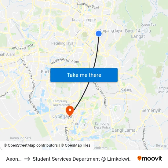Aeon Maluri to Student Services Department @ Limkokwing University of Creative Technology map