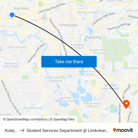 Kolej Seroja to Student Services Department @ Limkokwing University of Creative Technology map