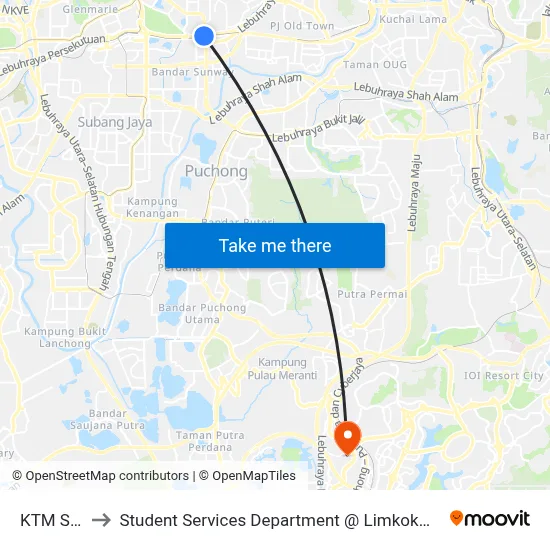 KTM Setia Jaya to Student Services Department @ Limkokwing University of Creative Technology map