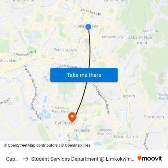 Capsquare to Student Services Department @ Limkokwing University of Creative Technology map