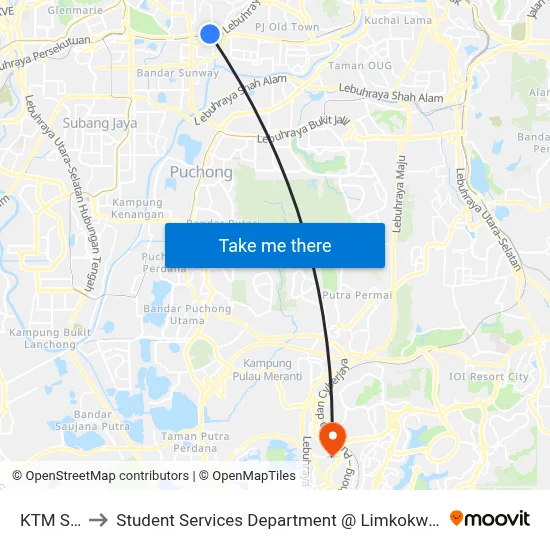 KTM Seri Setia to Student Services Department @ Limkokwing University of Creative Technology map