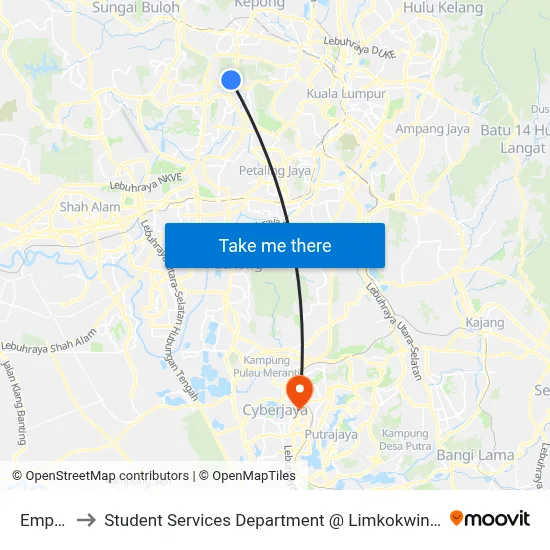 Empire City to Student Services Department @ Limkokwing University of Creative Technology map