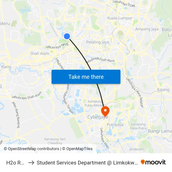 H2o Residence to Student Services Department @ Limkokwing University of Creative Technology map