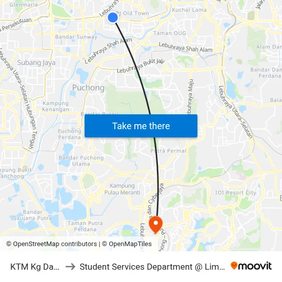 KTM Kg Dato Harun (Utara) to Student Services Department @ Limkokwing University of Creative Technology map