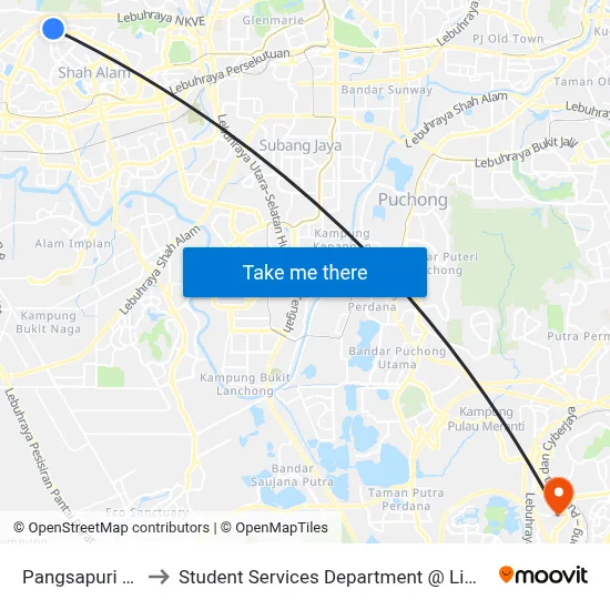 Pangsapuri Seksyen 8 (Barat) to Student Services Department @ Limkokwing University of Creative Technology map