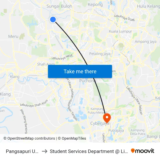 Pangsapuri Utarid Subang (Utara) to Student Services Department @ Limkokwing University of Creative Technology map