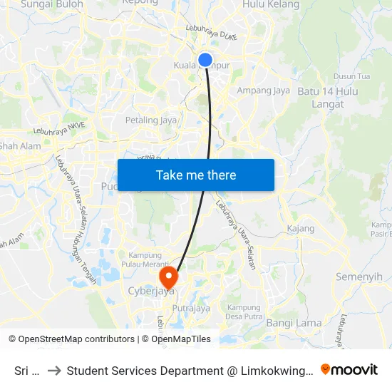 Sri Amar to Student Services Department @ Limkokwing University of Creative Technology map