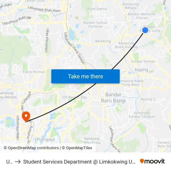 Utar to Student Services Department @ Limkokwing University of Creative Technology map