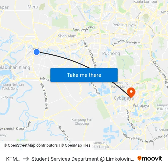 KTM Klang to Student Services Department @ Limkokwing University of Creative Technology map