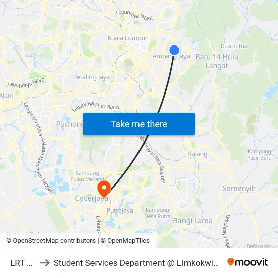 LRT Cahaya to Student Services Department @ Limkokwing University of Creative Technology map