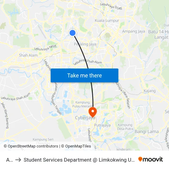 Atria to Student Services Department @ Limkokwing University of Creative Technology map