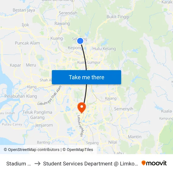 Stadium MPS (Barat) to Student Services Department @ Limkokwing University of Creative Technology map