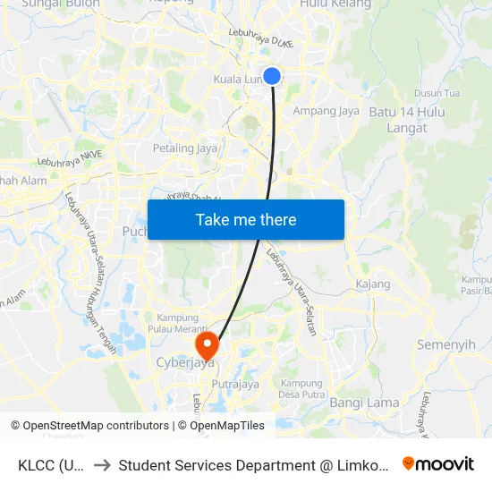 KLCC (Utara) (Kl94) to Student Services Department @ Limkokwing University of Creative Technology map