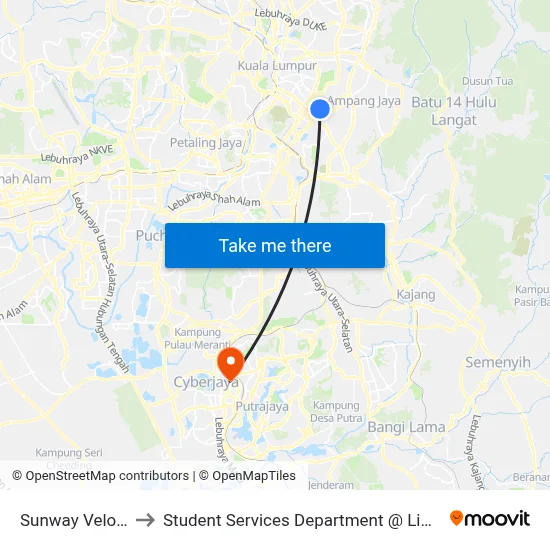 Sunway Velocity Mall (Kl2208) to Student Services Department @ Limkokwing University of Creative Technology map
