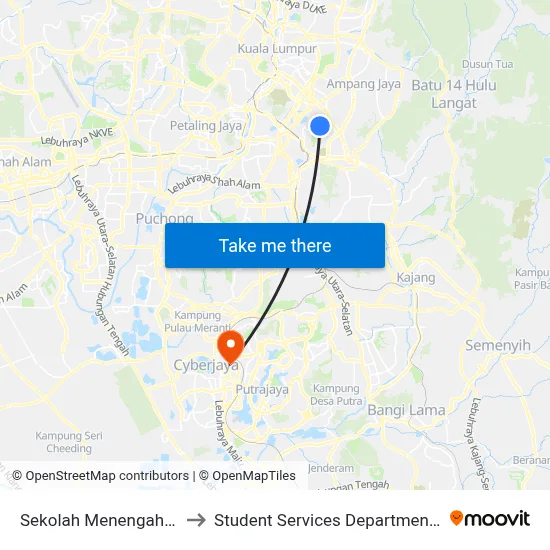Sekolah Menengah Teknik Kuala Lumpur (Opp) (Kl281) to Student Services Department @ Limkokwing University of Creative Technology map