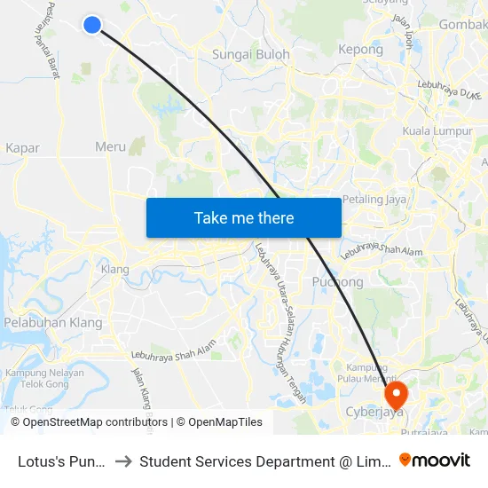 Lotus's Puncak Alam (Ks18) to Student Services Department @ Limkokwing University of Creative Technology map