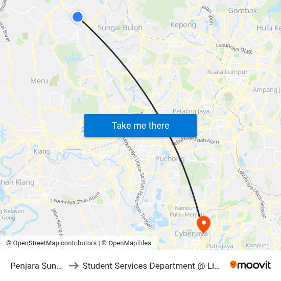 Penjara Sungai Buloh (Sa620) to Student Services Department @ Limkokwing University of Creative Technology map